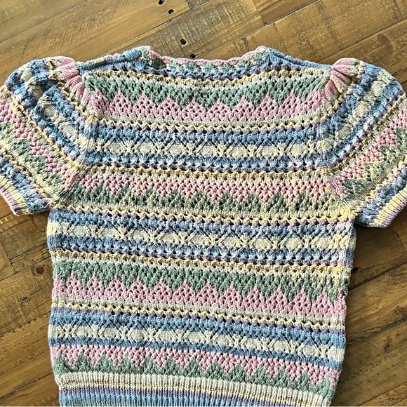 ***SOLD*** POLO RALPH LAUREN SWEATER - WOMENS MEDIUM - CROCHET PASTEL STRIPES - Picture 12 of 13